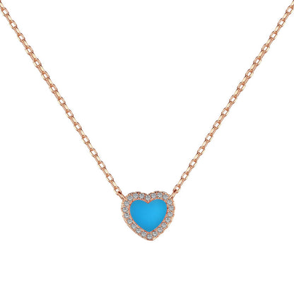blue enamel heart necklace