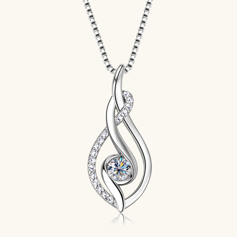 Gold Plated (over 925 silver) Ribbon Moissanite Necklace

