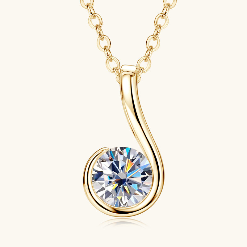 Gold-Plated Sterling Silver Curved Moissanite Necklace

