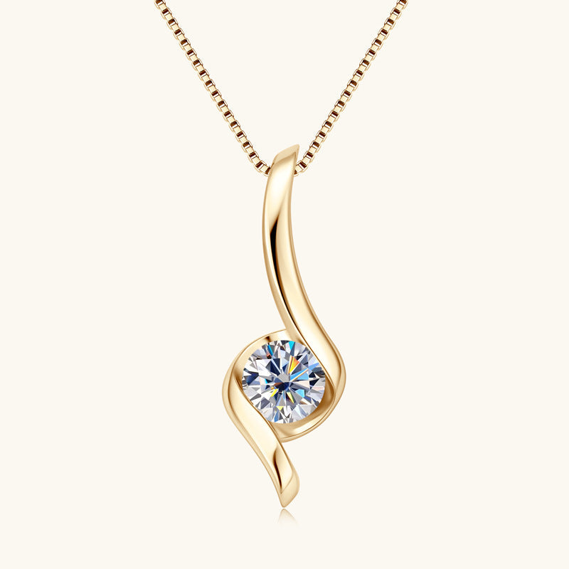 D-Color 6.5mm Moissanite Wave Pendant

