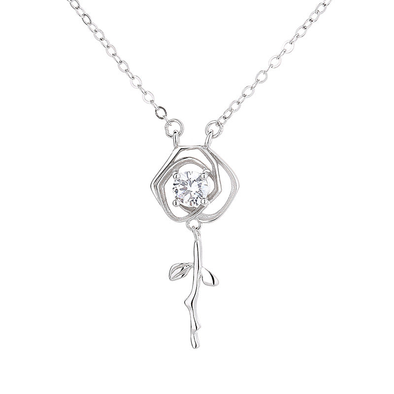 Thornless Rose Crystal Necklace

