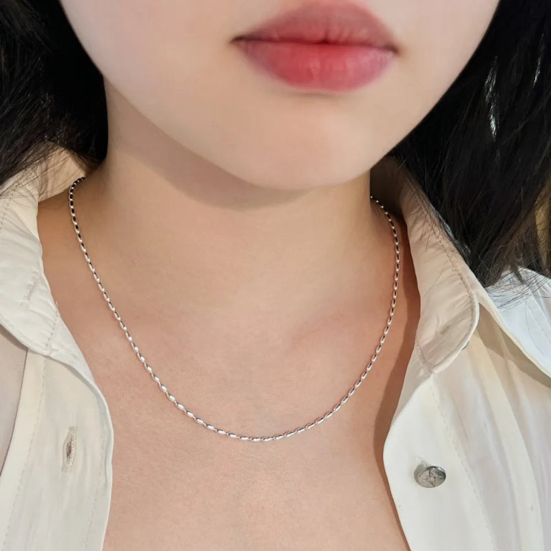 Dainty Sterling Silver Beaded Chain

