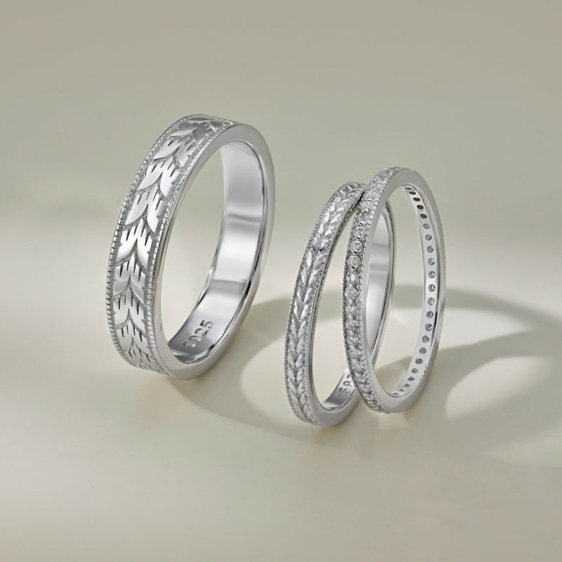 Etched Botanical Gold Band

