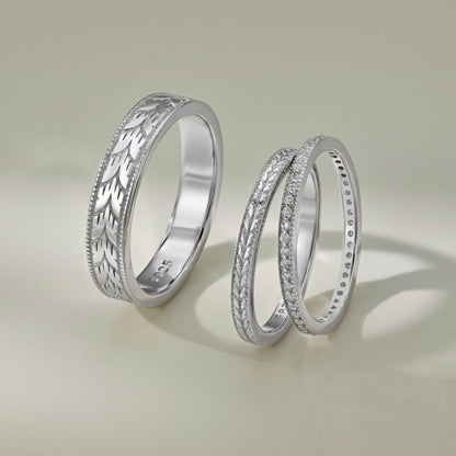 Etched Botanical Gold Band


