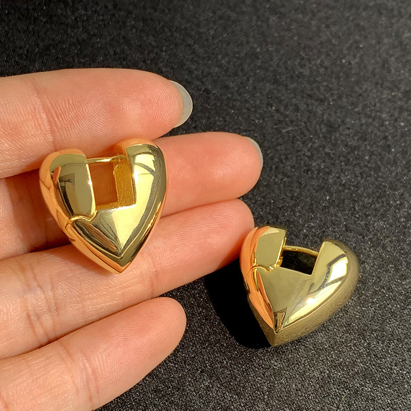 Polished Gold Heart Hoops

