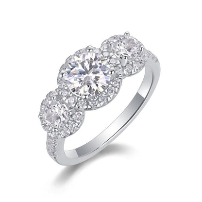 Sterling Silver Triple Halo Engagement Ring


