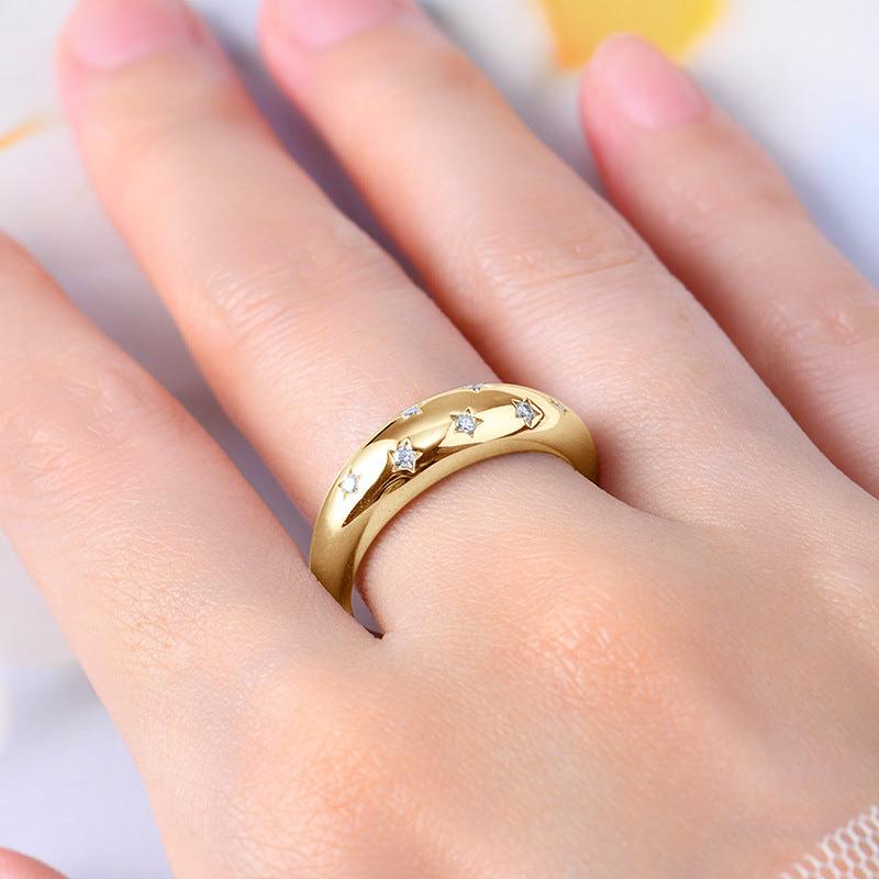Designer Star Moissanite Gold Ring

