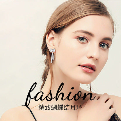 Brilliant Moissanite Diamond Simulant Bow Earrings

