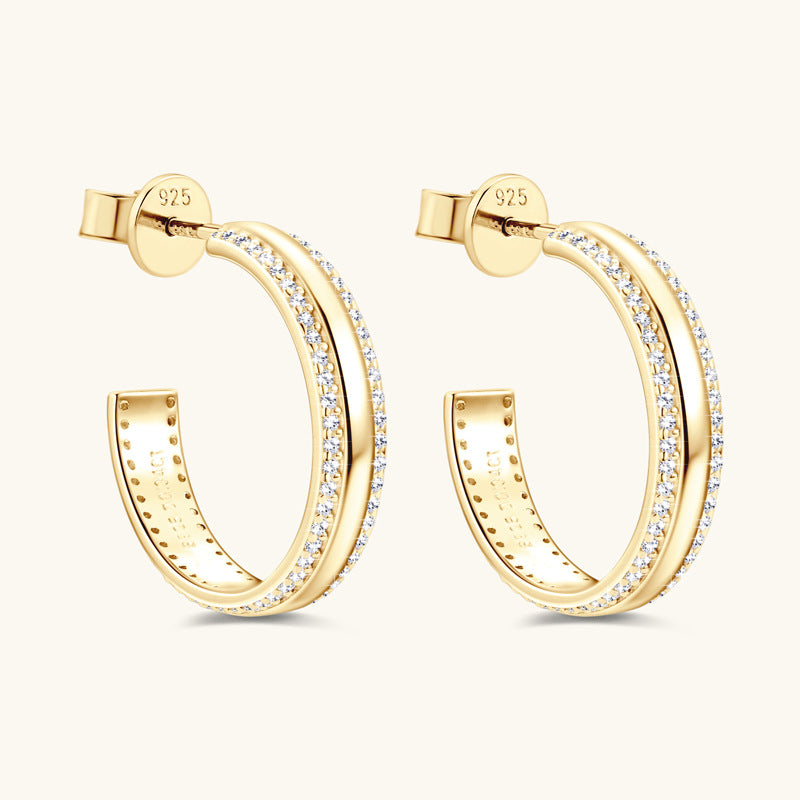 Brilliant Moissanite Diamond Simulant Curved Hoops

