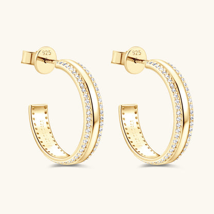 Brilliant Moissanite Diamond Simulant Curved Hoops

