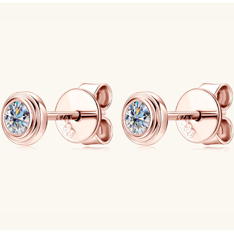 Brilliant Moissanite Diamond Simulant Gold Studs

