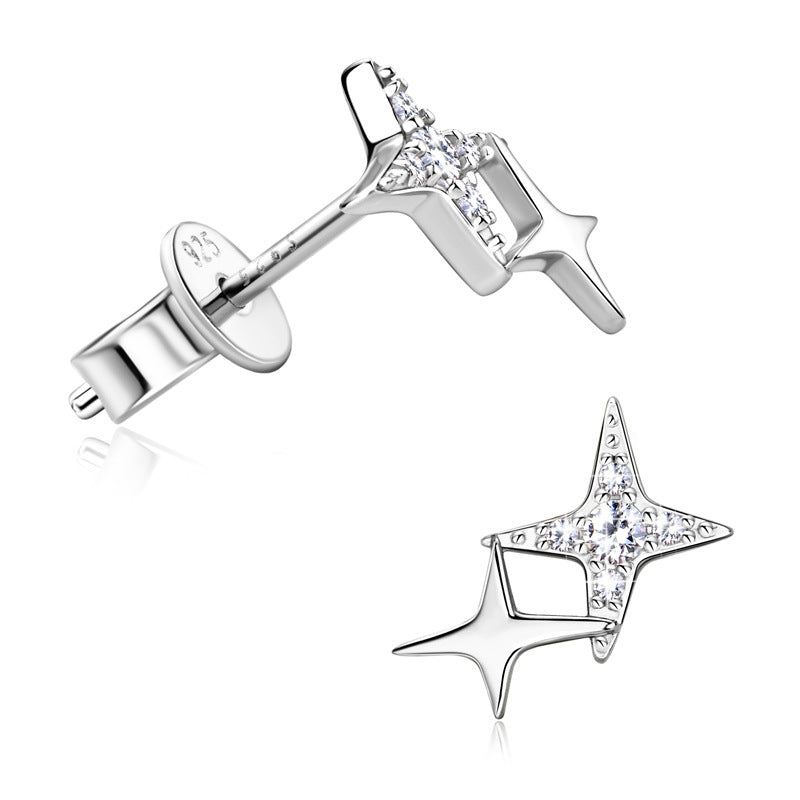 Brilliant Moissanite Diamond Simulant Star Studs

