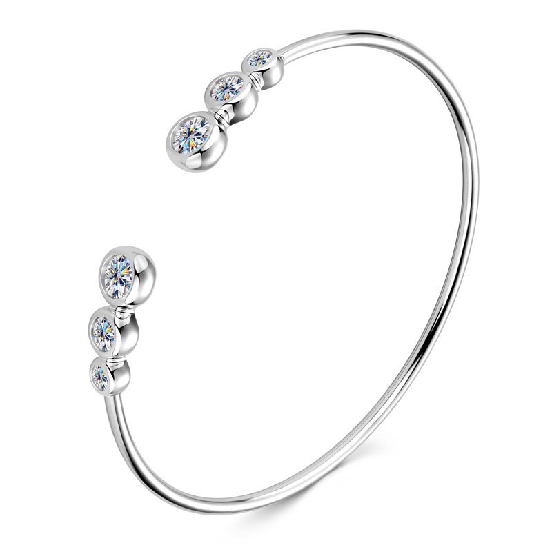 Sophisticated Gold Tone Round Stone Cuff

