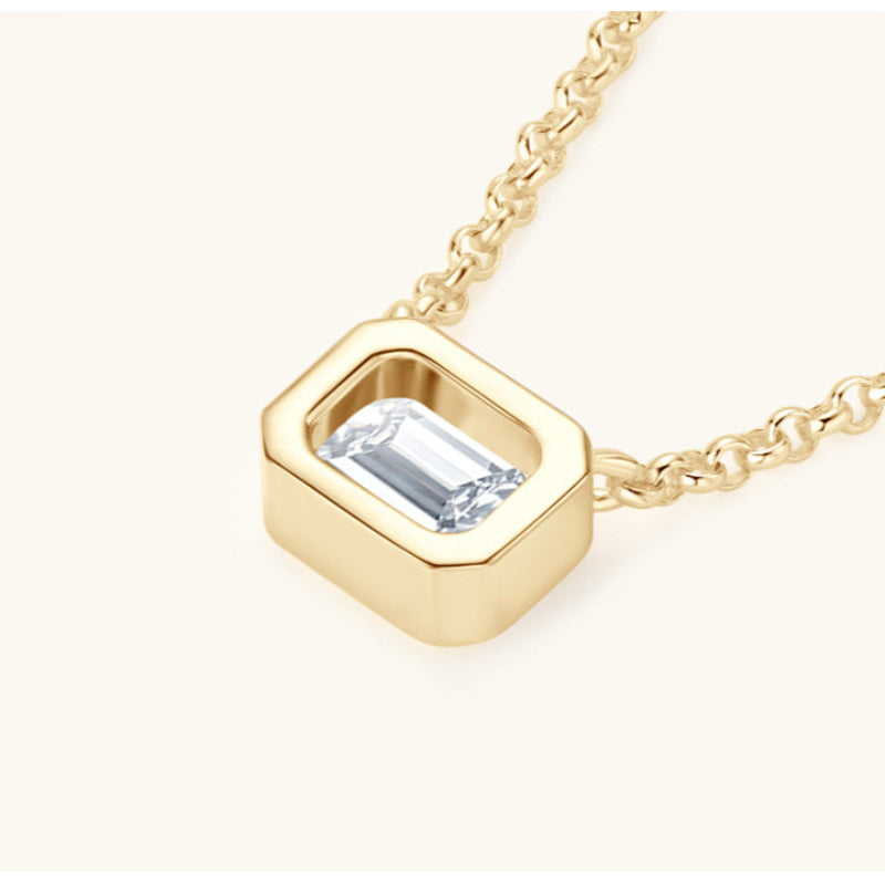 Faceted Moissanite Bezel Necklace

