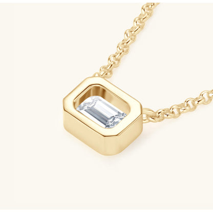 Faceted Moissanite Bezel Necklace

