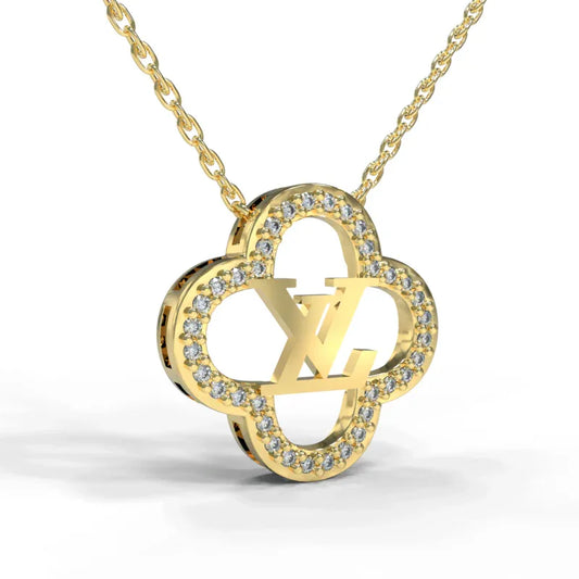 Elegant Gold LV Clover Pendant Necklace - JIMMY JEWELRY 01