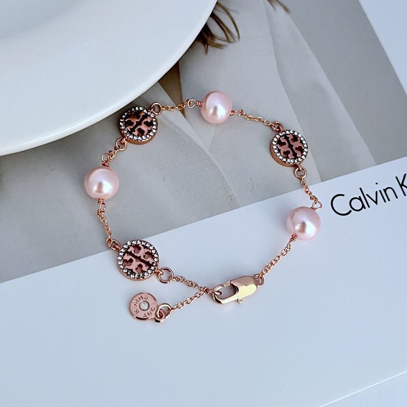 Tory Burch Fashion Geometric Pearl Bracelet

