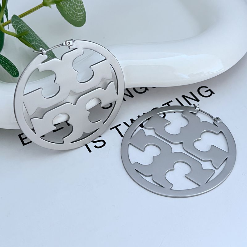 Tory Burch Latch-Back Logo Hoop Earrings