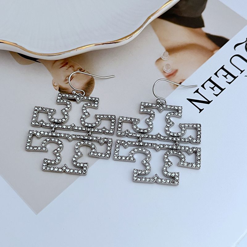 Tory Burch Pave Crystal Logo Earrings

