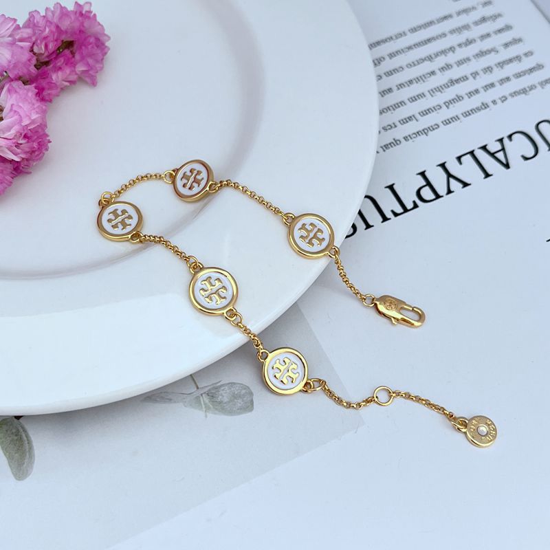 Tory Burch Gold-Tone Enamel Round Bracelet

