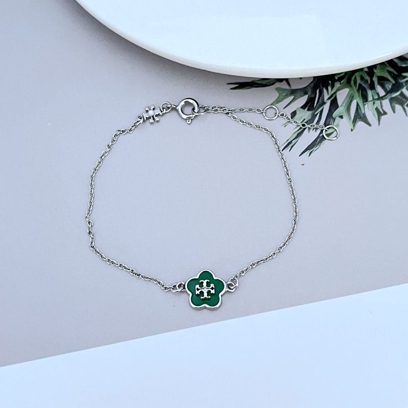 Tory Burch T-Logo Flower Charm Bracelet

