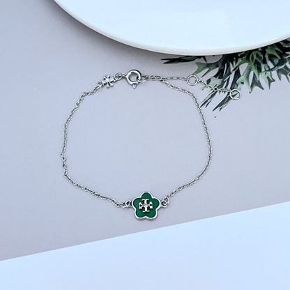 Tory Burch T-Logo Flower Charm Bracelet

