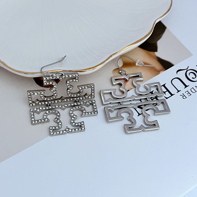 Tory Burch Rhinestone Embellished Logo Earrings

