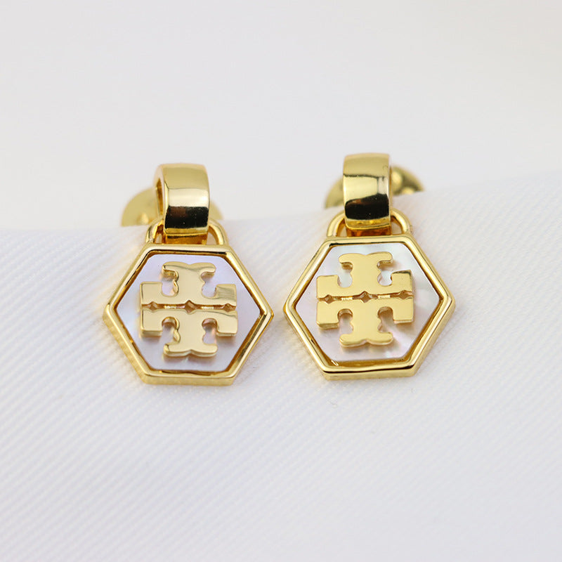 Gold-Plated Tory Burch Hexagon Drops

