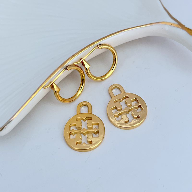 Tory Burch Minimalist Logo Hoop Earrings

