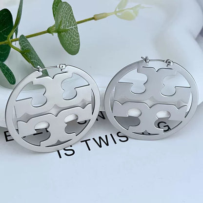 Tory Burch Classic Gold-Plated Logo Hoop Earrings