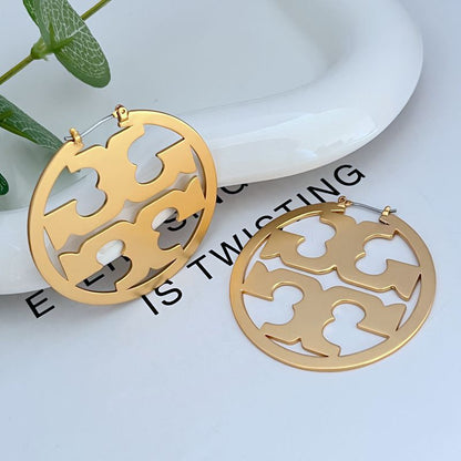 Tory Burch Openwork Double T Circle Hoops