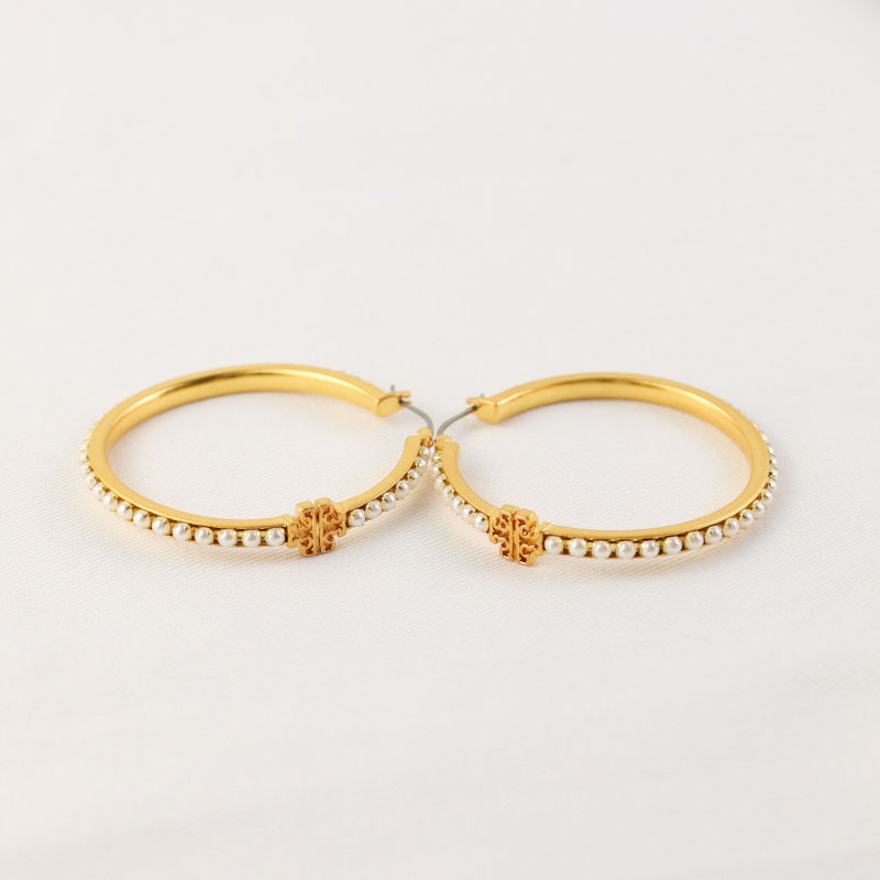 Tory Burch Logo Hoop Earrings

