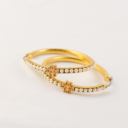 Tory Burch Logo Pearl Hoops


