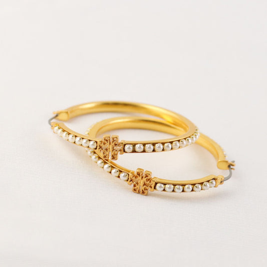 Tory Burch Logo Pearl Hoops

