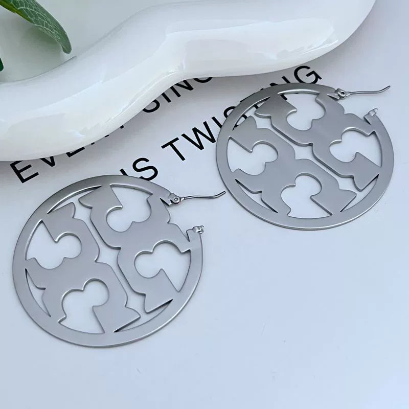 Tory Burch Geometric Cut-Out Logo Hoops