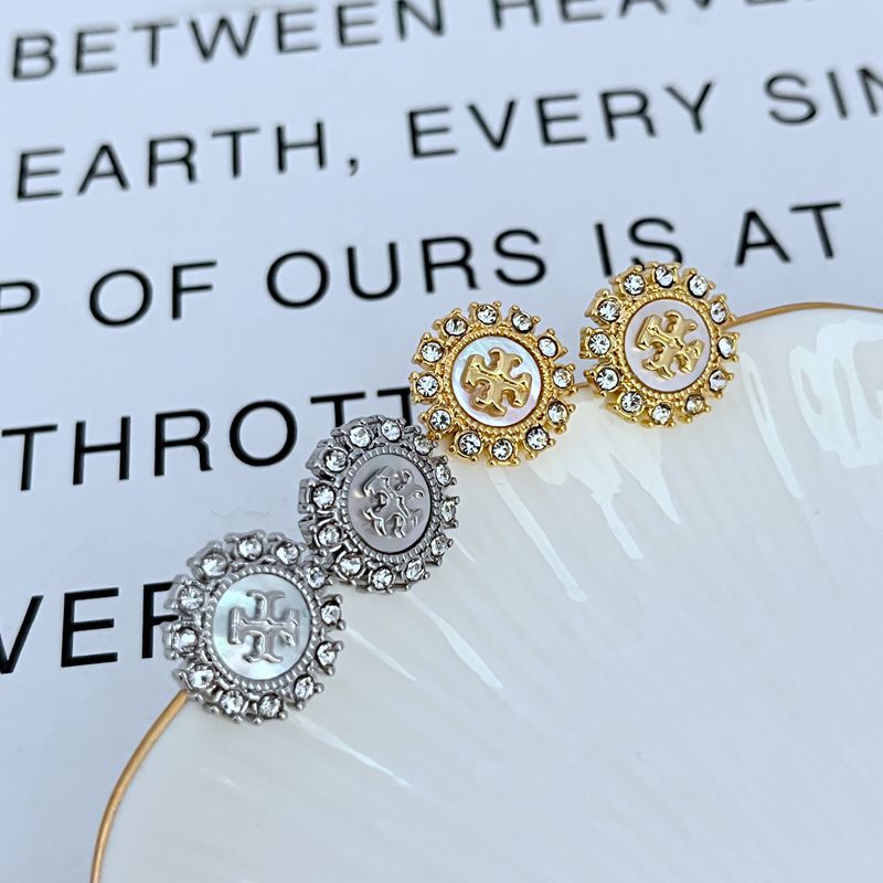 Tory Burch Crystal Halo T-Logo Studs

