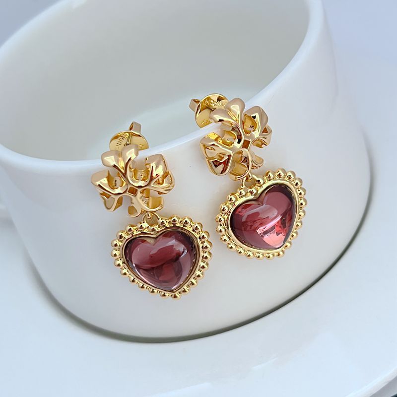 Tory Burch Gemstone Heart Dangle Earrings

