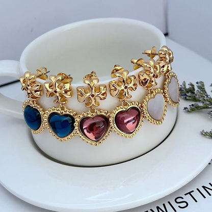 Tory Burch T-Logo Gemstone Heart Dangles


