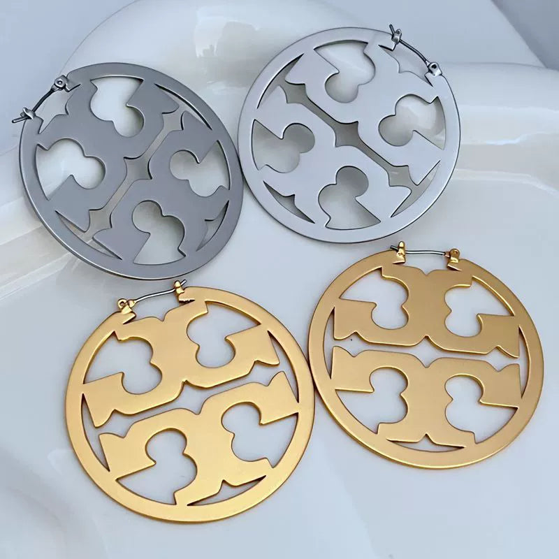 Tory Burch Oversized Double T Statement Hoop Earrings