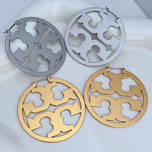 Tory Burch Oversized Double T Statement Hoop Earrings