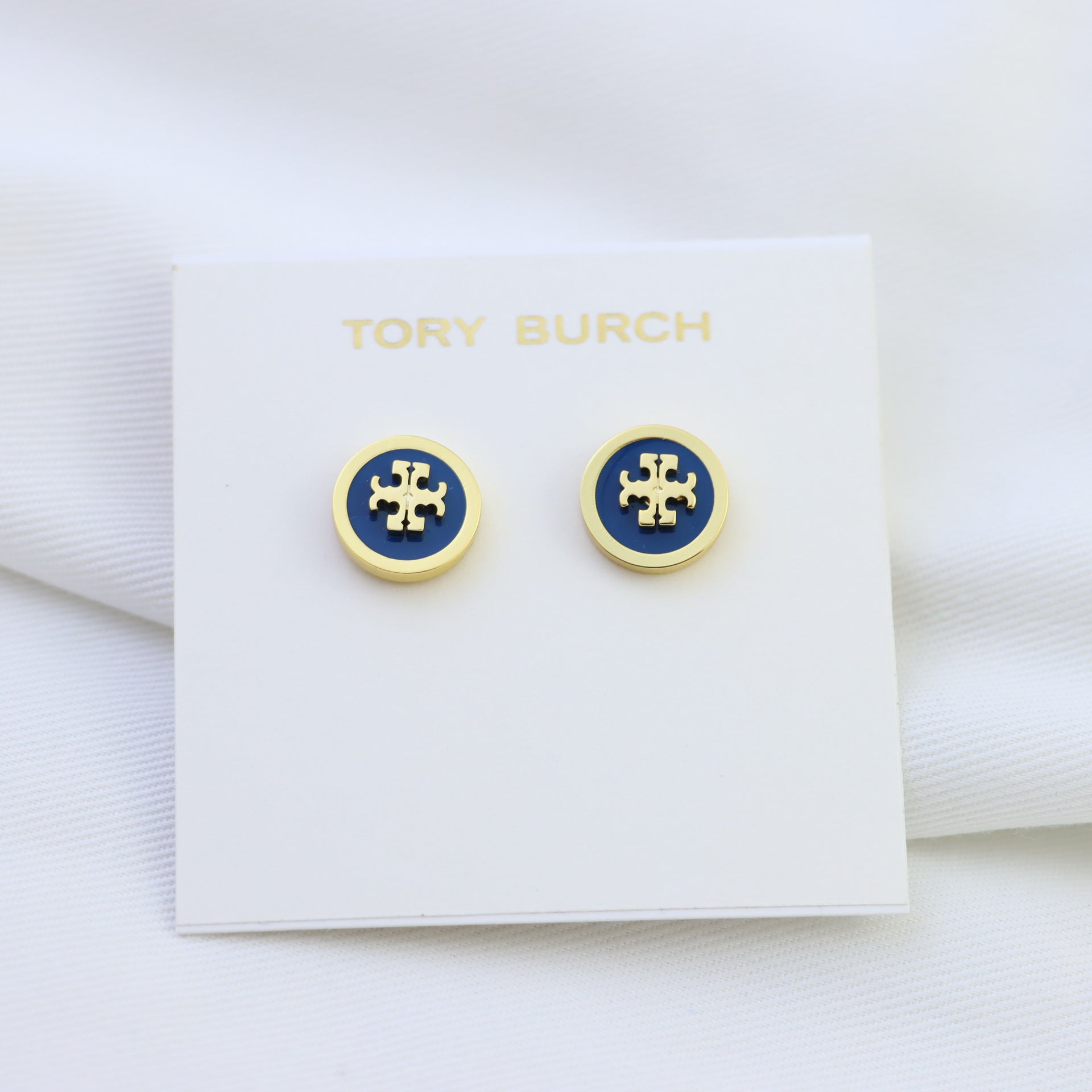 Chic Enamel Coin Stud Earrings