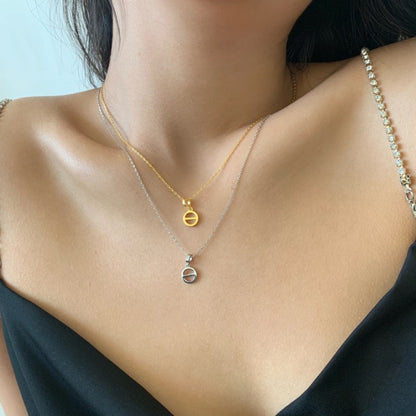 Polished Horizontal Bar and Ring Necklace

