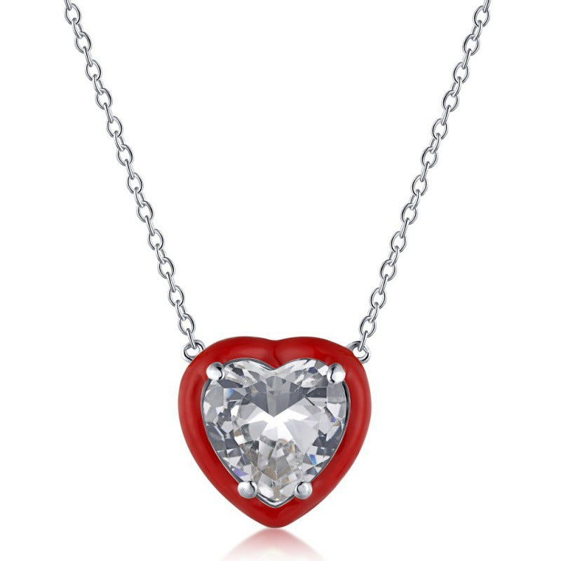 Trendy Heart Enamel Necklace