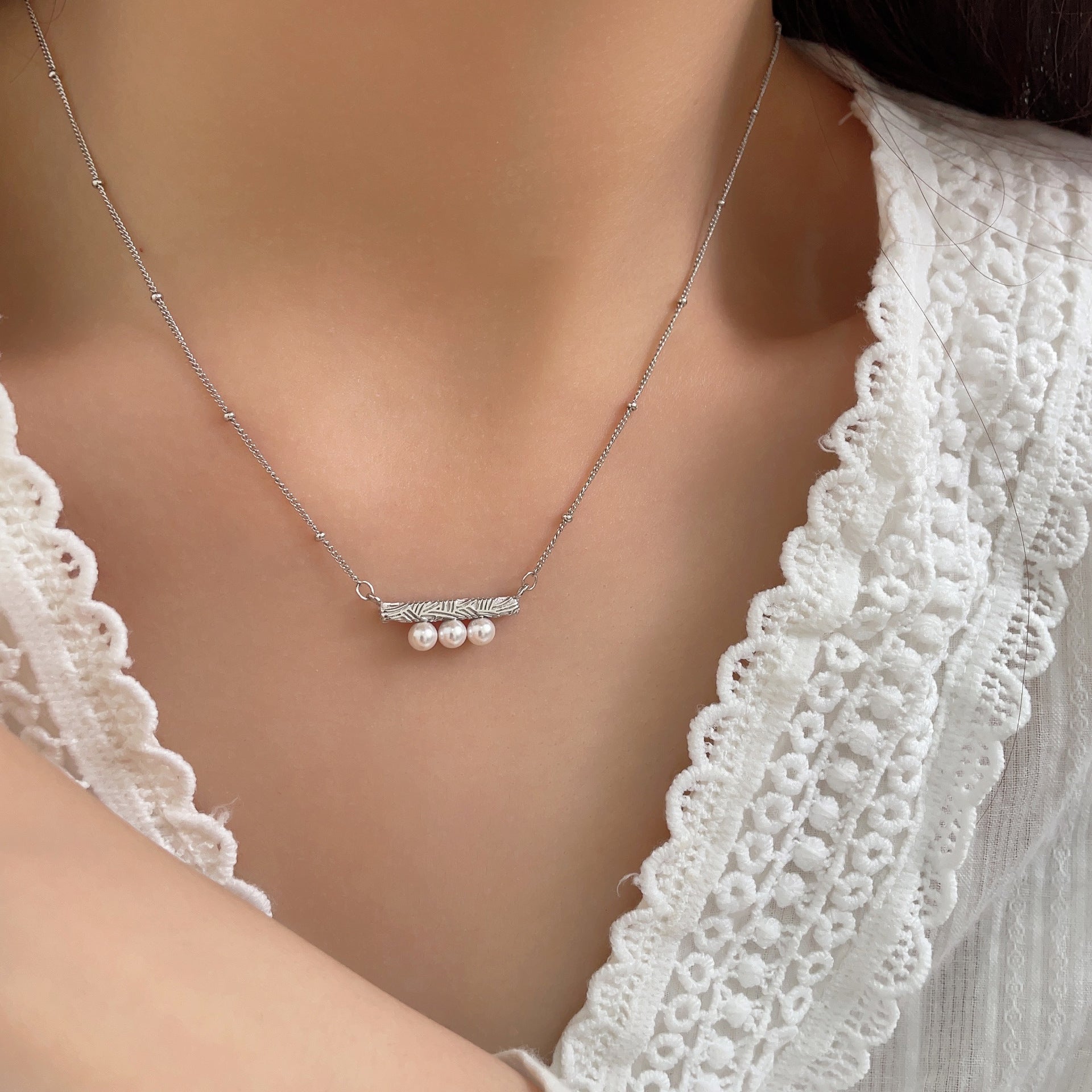 Bar and Pearl Necklace