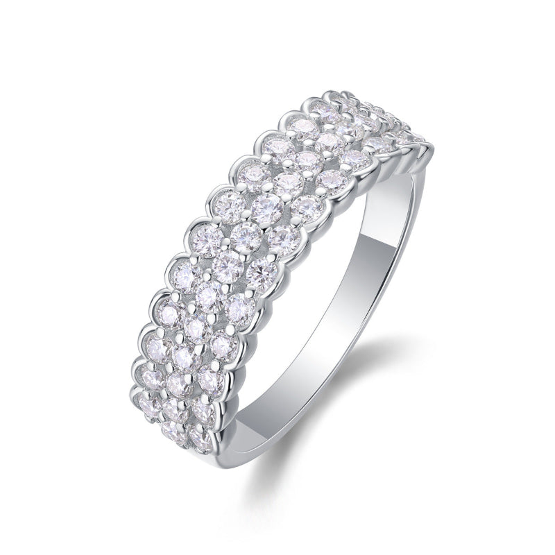 S925 Silver Moissanite Cluster Ring

