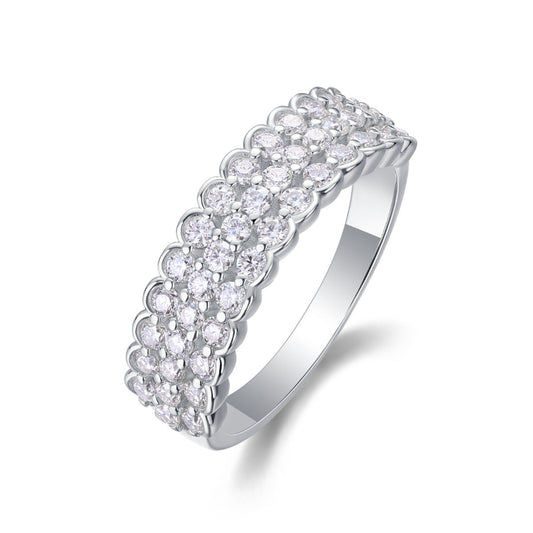 S925 Silver Moissanite Cluster Ring

