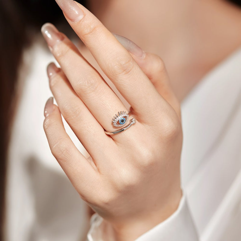 Sparkling Evil Eye Wrap Ring

