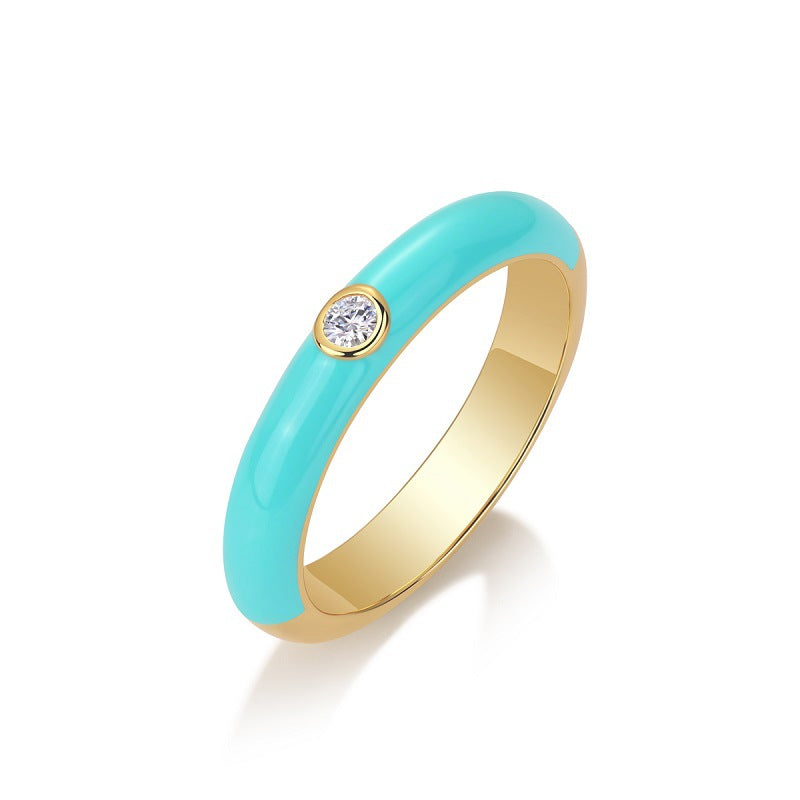 Bezel Set Moissanite Enamel Band (S925 Silver)

