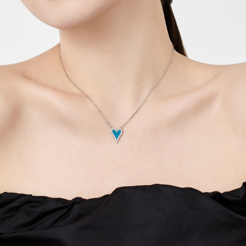 Bohemian Blue Heart CZ Pendant Necklace

