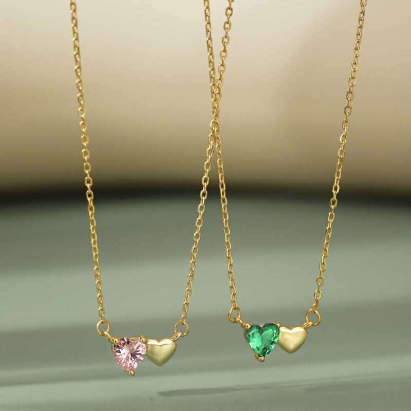 Green Crystal & Gold Love Necklace

